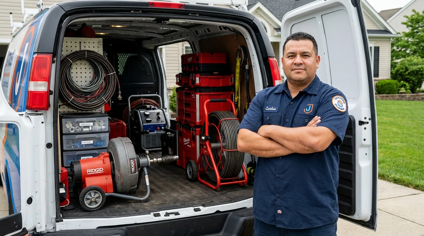 Professional drain cleaning equipment and Johns Plumbing LLC plumber in Elkader
