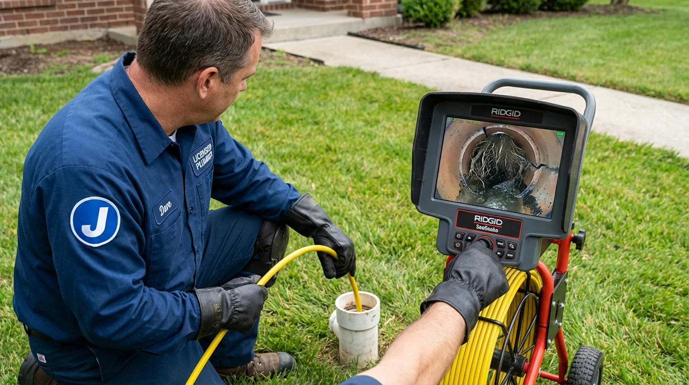 Sewer camera inspection being performed by Johns Plumbing LLC in Elkader